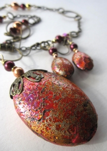Jewel Enamel encrusted Friendly Plastic pendant and earrings